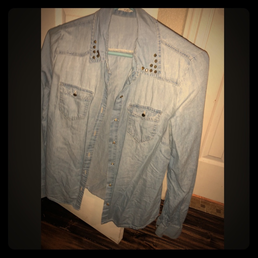 Denim shirt with gold studs
